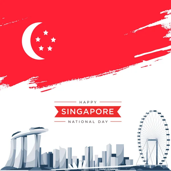 Vektor Illustration Augusti Singapores Självständighetsdag Singapores Nationaldag Firande Republik Grafik — Stock vektor