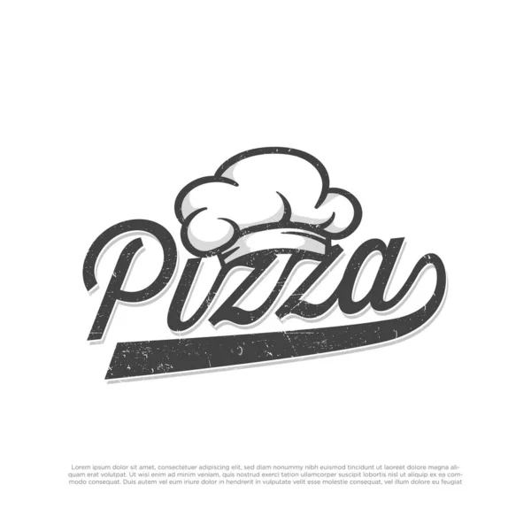 Lettering Pizza Logo Cap Chef Illustartion Vector Graphic Italian Pizzeria — стоковый вектор