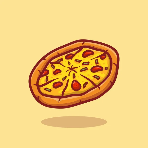 Illustration Vector Graphic Cute Pizza Cartoon Style Hand Draw Good — Stockvektor