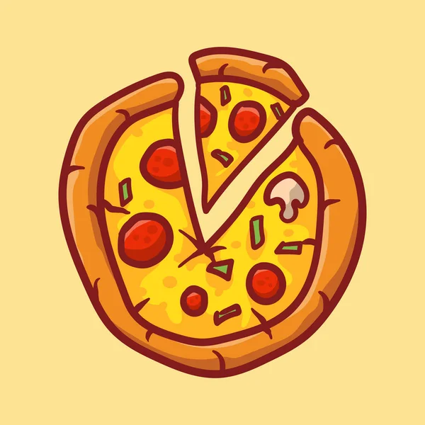 Illustration Vector Graphic Cute Pizza Cartoon Style Hand Draw Good — 스톡 벡터