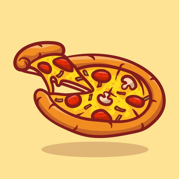 Illustration Vector Graphic Cute Pizza Cartoon Style Hand Draw Good — 스톡 벡터