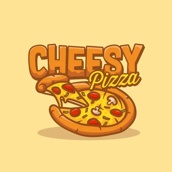Cheesy Pizza Hand Drawn Vector Doodle Illustration Vector Graphic Perfect — 스톡 벡터