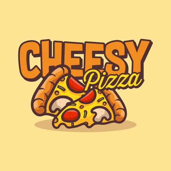 Cheesy Pizza Hand Drawn Vector Doodle Illustration Vector Graphic Perfect — 스톡 벡터