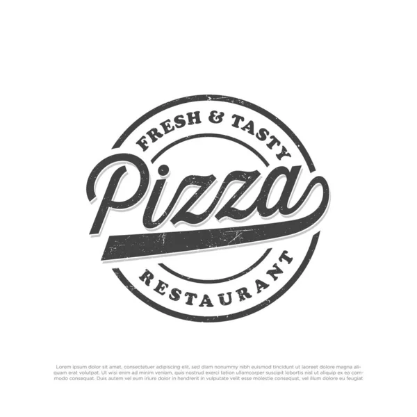 Pizza Handwritten Lettering Logo Label Badge Emblem Fast Food Restaurant — Διανυσματικό Αρχείο