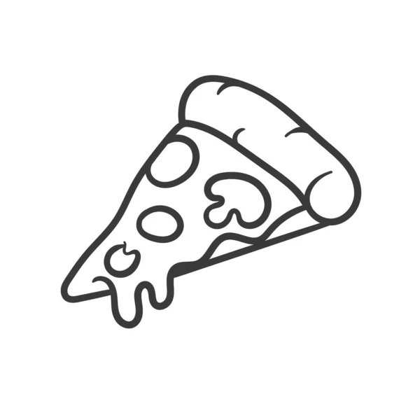 矢量图解 比萨片与融化的奶酪和意大利辣香肠 手绘涂鸦 卡通素描 招贴画 徽章装饰 — 图库矢量图片