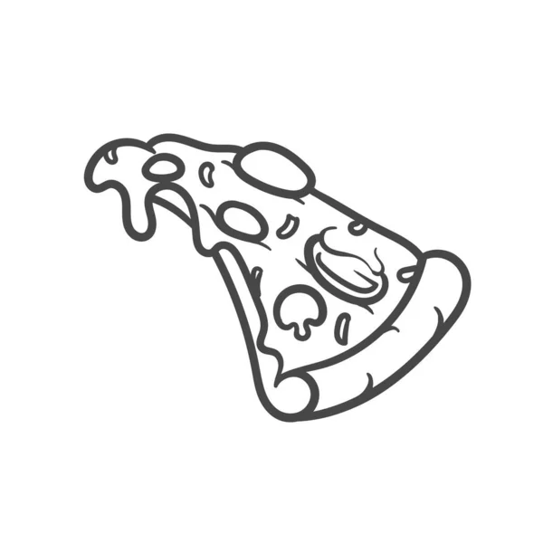 Εικονογράφηση Διανύσματος Φέτα Πίτσα Λιωμένο Τυρί Και Πεπερόνι Ζωγραφισμένο Στο — Διανυσματικό Αρχείο