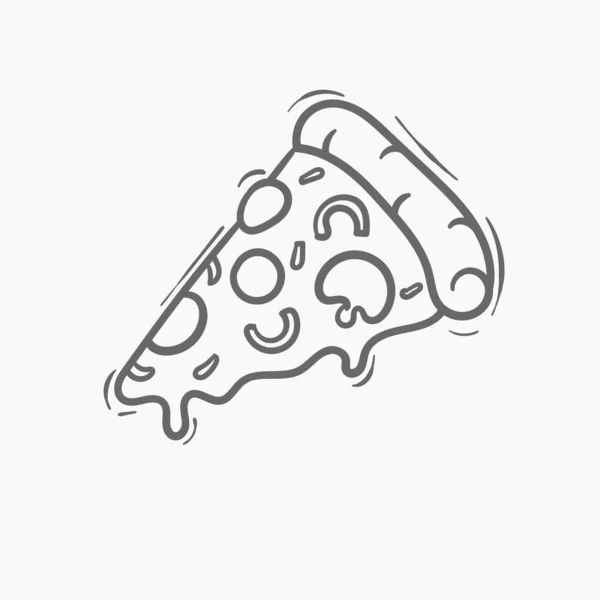 Ilustração Vetorial Fatia Pizza Com Queijo Derretido Pepperoni Doodle Desenhado —  Vetores de Stock