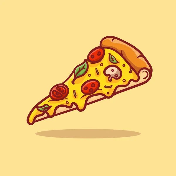 Vector Illustration Delicious Slice Pepperoni Pizza Melted Cheese Hand Drawn — 스톡 벡터