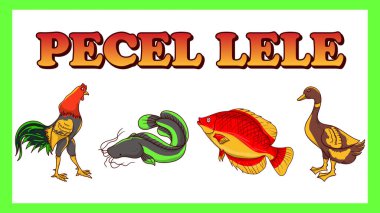 Endonezya pecel lele illüstrasyon seti