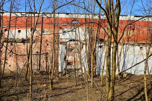 Будівля Фабрики Була Покинута Сонячний Осінній День Урбекс — стокове фото