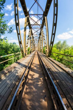 Railway viaduct in the UWA wide-angle lens on a sunny day. 