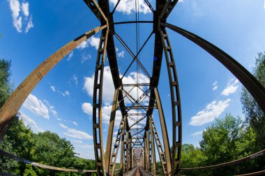 Railway viaduct in the UWA wide-angle lens on a sunny day. 