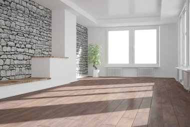 Modern iç tasarım. 3d illüstrasyon