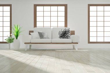 Birçok bitki ve perdesi olan modern bir oda.