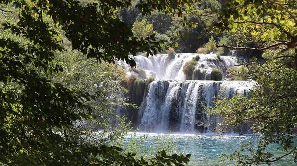 滝Skradisnki Buk 木の緑の葉 クルカ国立公園 クロアチアの景色 — ストック写真
