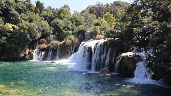 Krka National Park Beautiful Waterfalls Dalmatia Croatia Picturesque Waterfall Skradinsky — Stock Photo, Image