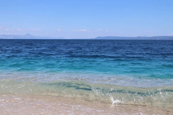 Seascape Beach Adriatic Sea Summer Day Turquoise Water Small Waves — Zdjęcie stockowe