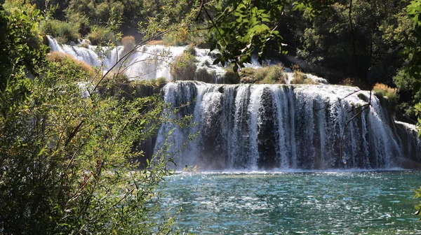 Waterfall Skradinski Buk Popular Place National Park Krka Croatia View — Stock Photo, Image