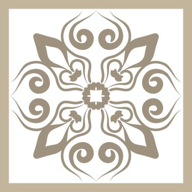 Etnik ve çiçeksel süslemeli zarif soyut eşarp desenli. Başörtüsü motif tasarımı 