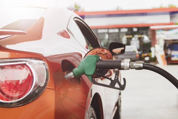 Nadie Calidad Premium Gasolina Repostaje Coche Spot Una Moderna Estación — Foto de Stock