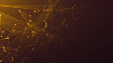 Teknoloji geçmişine sahip soyut turuncu çokgen teknoloji ağı. Soyut noktalar ve satır dokusu arka planı. 3d oluşturma.