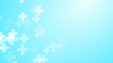 Tıbbi beyaz mavi haç desenli arka plan. Soyut sağlık teknolojisi ve bilim konsepti.