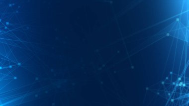 Teknoloji geçmişine sahip soyut mavi çokgen teknoloji ağı. Soyut noktalar ve satır dokusu arka planı. 3d oluşturma.