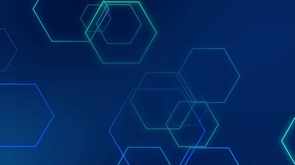 Hexagon Geometrische Blauwe Neon Verlichting Technologie Tech Donkere Achtergrond Abstract — Stockfoto