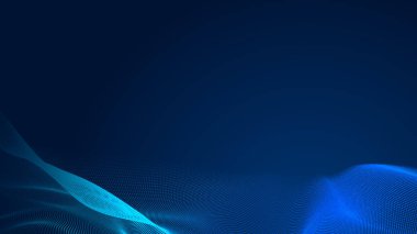 Nokta mavi dalga ışık ekran gradyan doku arkaplanı. Soyut teknoloji büyük veri dijital arkaplanı. 3d oluşturma.