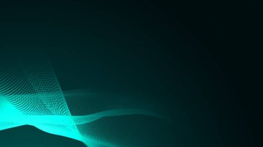 Nokta yeşil dalga ışık ekran gradyan doku arka planı. Soyut teknoloji büyük veri dijital arkaplanı. 3d oluşturma.