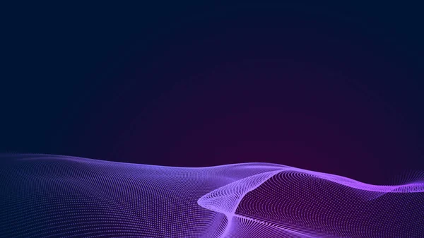 Point Bleu Violet Ondulation Ligne Lumière Dégradé Sombre Fond Technologie — Photo