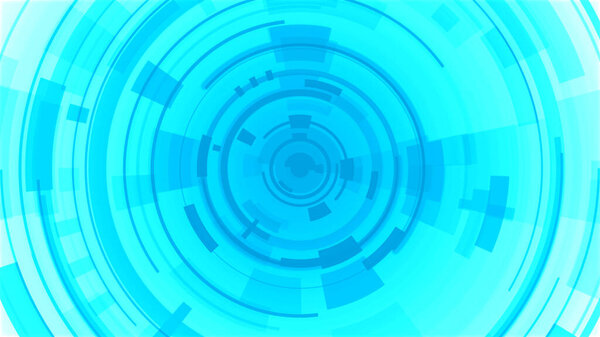 Кругом бело-голубой яркий технологический фон Hi-tech. Абстрактный графический дизайн цифрового будущего.