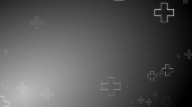 Tıbbi sağlık haçı siyah arkaplanda neon ışığı şekilleri oluşturur. Koronavirüslü soyut sağlık hizmetleri ölüm vakası kavramını etkiledi.