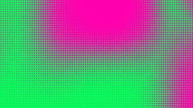 Noktalar yarım ton yeşil pembe renk desenli, teknolojik dijital arka planlı. Doğa grafik tasarımlı pop sanat çizgi romanları.