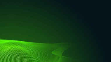 Nokta yeşil dalga ışık ekran gradyan dokusu koyu arkaplan. Soyut teknoloji büyük veri dijital arkaplanı. 3d oluşturma.