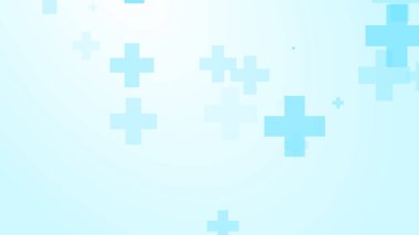 Tıbbi beyaz mavi haç desenli arka plan. Soyut sağlık teknolojisi ve bilim konsepti.