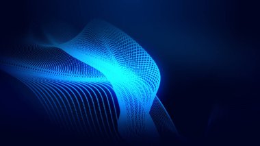 Nokta mavi dalga ışık ekran gradyan doku arkaplanı. Soyut ai teknolojisi büyük veri dijital arkaplanı. 3d oluşturma.