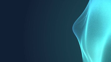 Nokta yeşil dalga ışık ekran gradyan doku arka planı. Soyut teknoloji büyük veri dijital arkaplanı. 3d oluşturma.