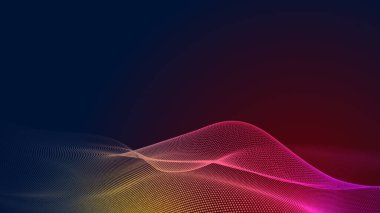 Nokta kırmızı mor dalga çizgisi açık renk gradyan koyu arkaplan. Soyut teknoloji büyük veri dijital arkaplanı. 3d oluşturma.