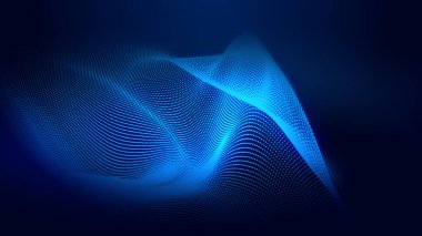 Nokta mavi dalga ışık ekran gradyan doku arkaplanı. Soyut ai teknolojisi büyük veri dijital arkaplanı. 3d oluşturma.