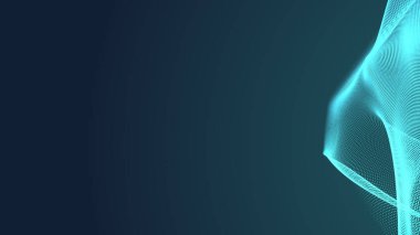 Nokta yeşil dalga ışık ekran gradyan doku arka planı. Soyut teknoloji büyük veri dijital arkaplanı. 3d oluşturma.