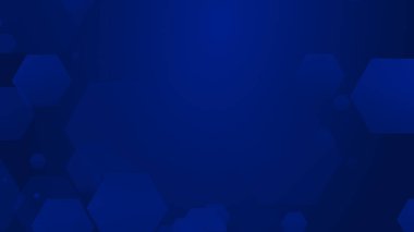 Altıgen geometrik mavi şablon teknolojisi yüksek teknolojili koyu arkaplan. Soyut grafik dijital gelecek bilim konsept tasarımı.