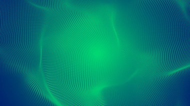 Nokta yeşil dalga ışık ekran gradyan doku arka planı. Soyut teknoloji büyük veri dijital arkaplanı. 3d oluşturma.