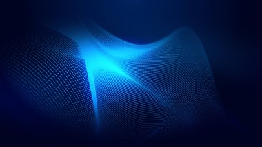 Nokta mavi dalga ışık ekran gradyan doku arkaplanı. Soyut ai teknolojisi büyük veri dijital arkaplanı. 3d oluşturma.