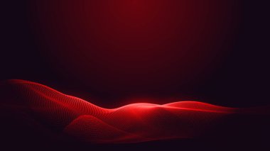 Nokta kırmızı mor dalga çizgisi açık renk gradyan koyu arkaplan. Soyut teknoloji büyük veri dijital arkaplanı. 3d oluşturma.