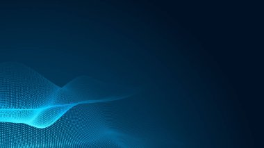 Nokta mavi dalga ışık ekran gradyan doku arkaplanı. Soyut teknoloji büyük veri dijital arkaplanı. 3d oluşturma.