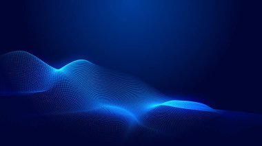 Nokta mavi dalga ışık ekran gradyan doku arkaplanı. Soyut teknoloji büyük veri dijital arkaplanı. 3d oluşturma.