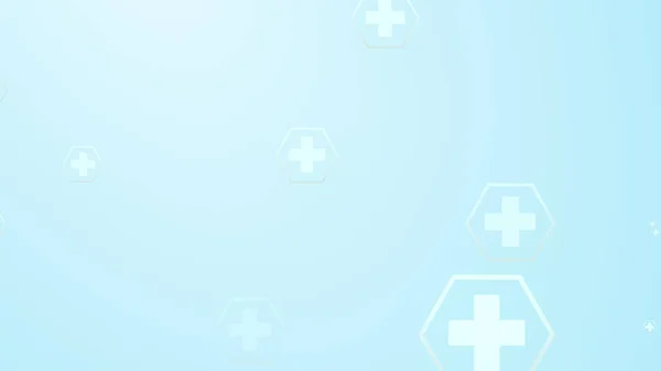 青い背景に明るい幾何学的な白いパターンの医療を横断六角形 グラフィックデザイン技術と科学の概念 — ストック写真