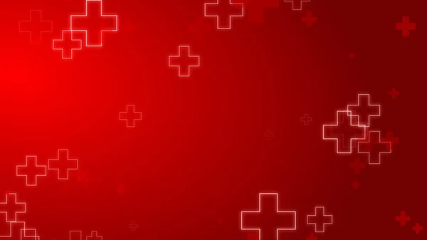 Medical Health Red Cross Neon Light Shapes Pattern Background Abstract — Stock Photo, Image