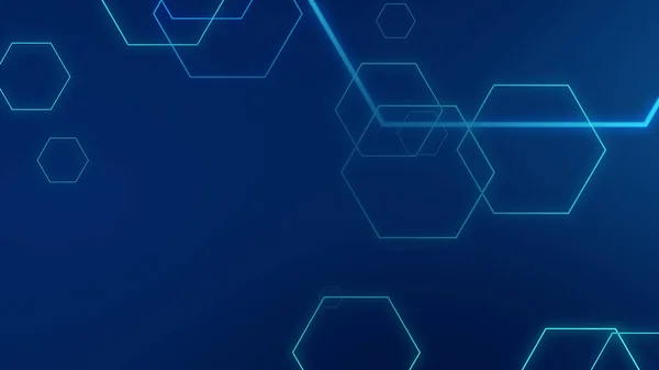 Hexagon Geometrische Blaue Neonlichter Technologie Tech Dunklen Hintergrund Abstrakte Grafische — Stockfoto